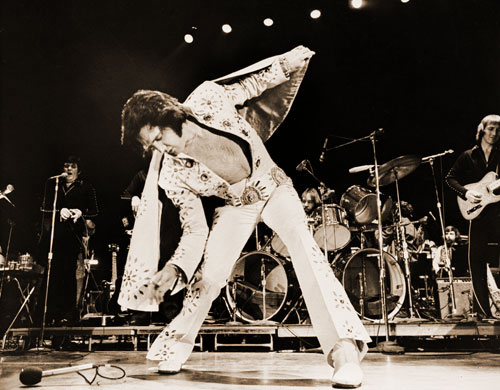 Elvis on stage in 1972 during production of Elvis On Tour