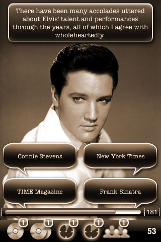 Identify the source of the following quote, There have been many accolades uttered about Elvis' talent and performances through the years, all of which I agree with wholeheartedly. Choices are Connie Stevens, New York Times, TIME Magazine, or Frank Sinatra